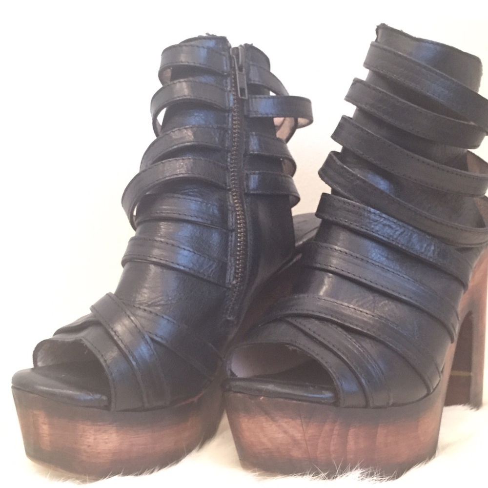 Black Platform Strappy Boho Sandals